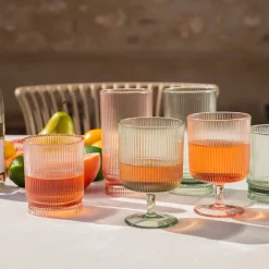 Acrylic Green Ribbed Wine Glass