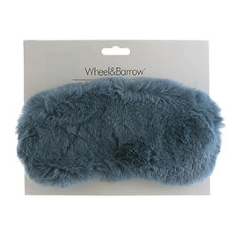 Blue Rain Faux Rabbit Fur Eye Mask with Satin Back