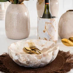 Bowl Fluted Chocolate Marble