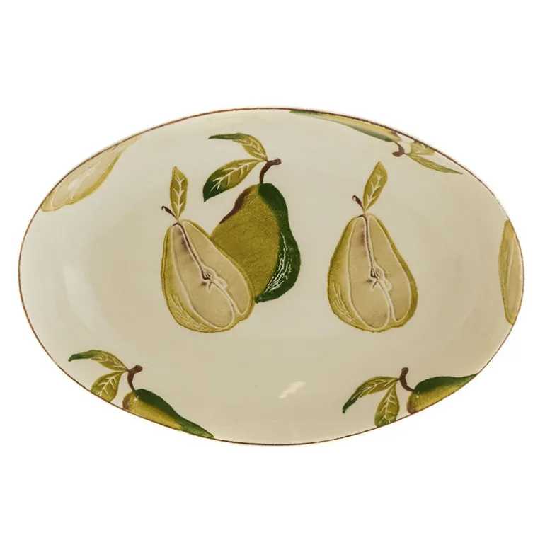 BOWL Oval Ceramic Pears 35x24cm