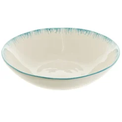 Bowl Round Ceramic Aqua Drip
