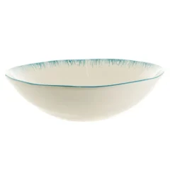 Bowl Round Ceramic Aqua Drip