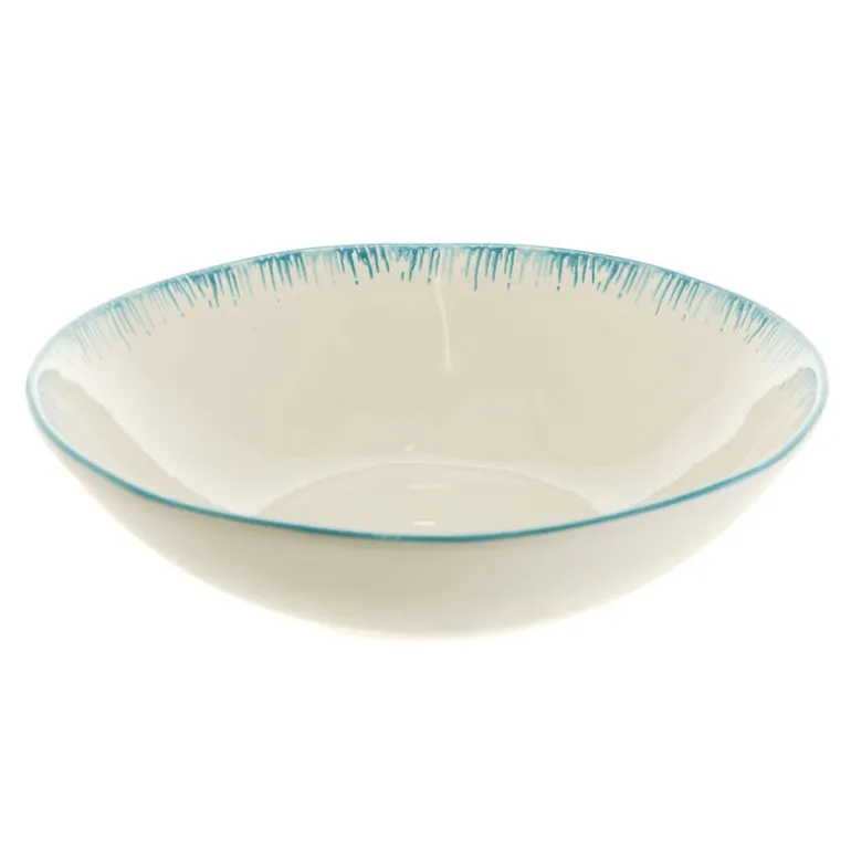 Bowl Round Ceramic Aqua Drip