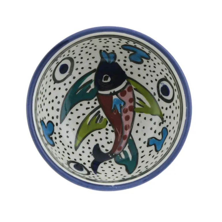 BOWL Round Fish Red/Blue/Green 10cm