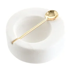 BOWL Round White Marble with Spoon 10cm