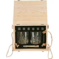 Boxed Whiskey Set - Glasses with Coasters & Ice Stones
