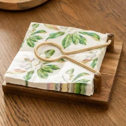 Brass & Wood Napkin Holder