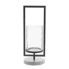 Candle Holder Glass & Black Metal 34cm