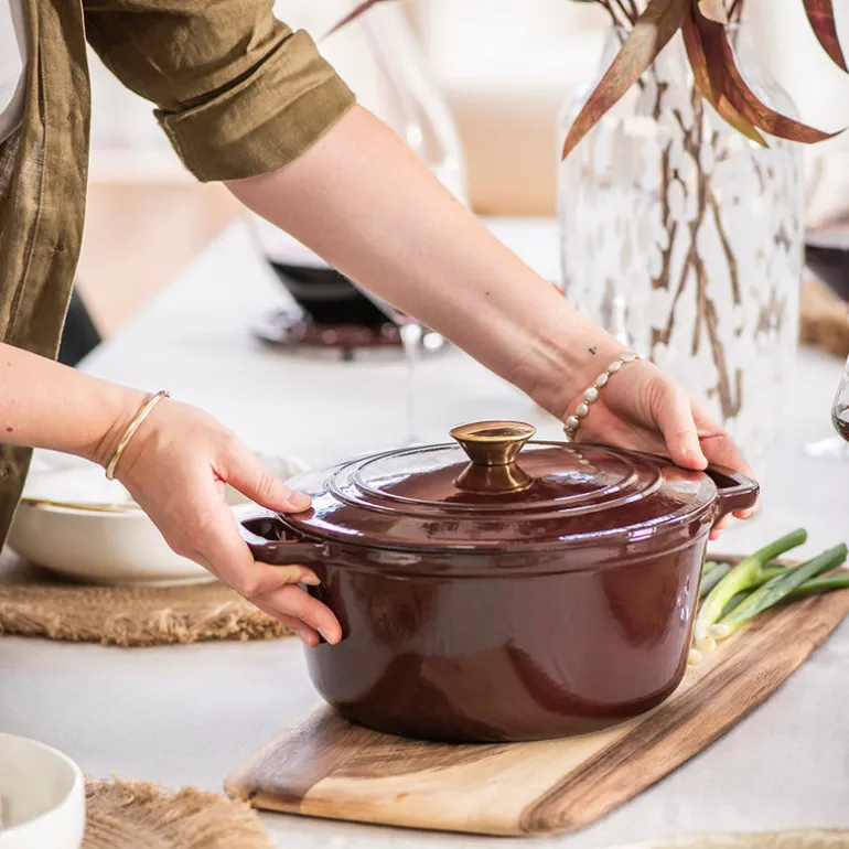 Casserole Pot Cast Iron Chocolate 4.6L