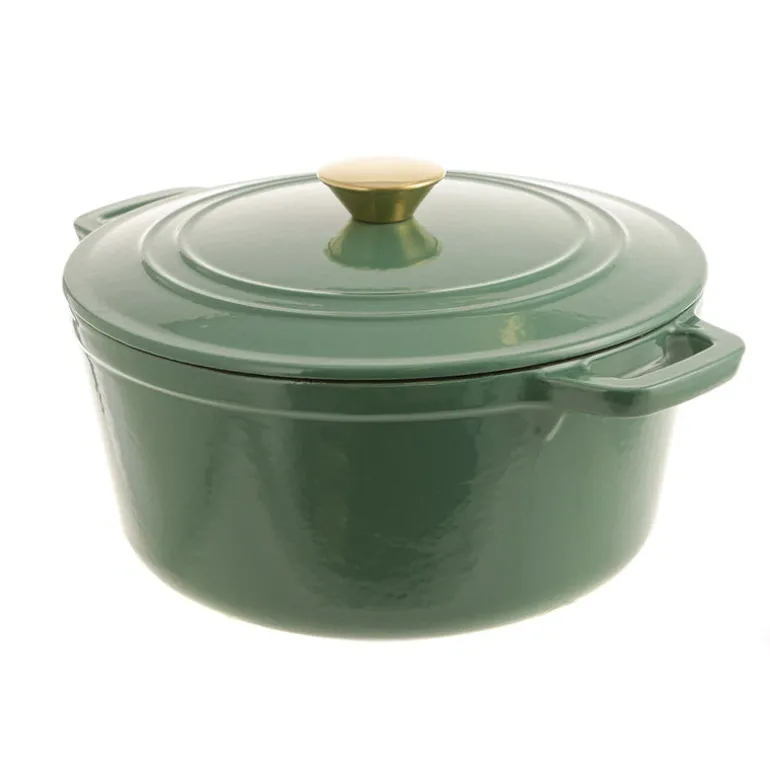 Casserole Pot Cast Iron Green 4.6L