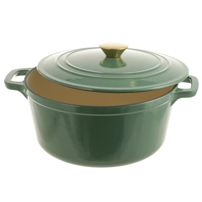 Casserole Pot Cast Iron Green 4.6L