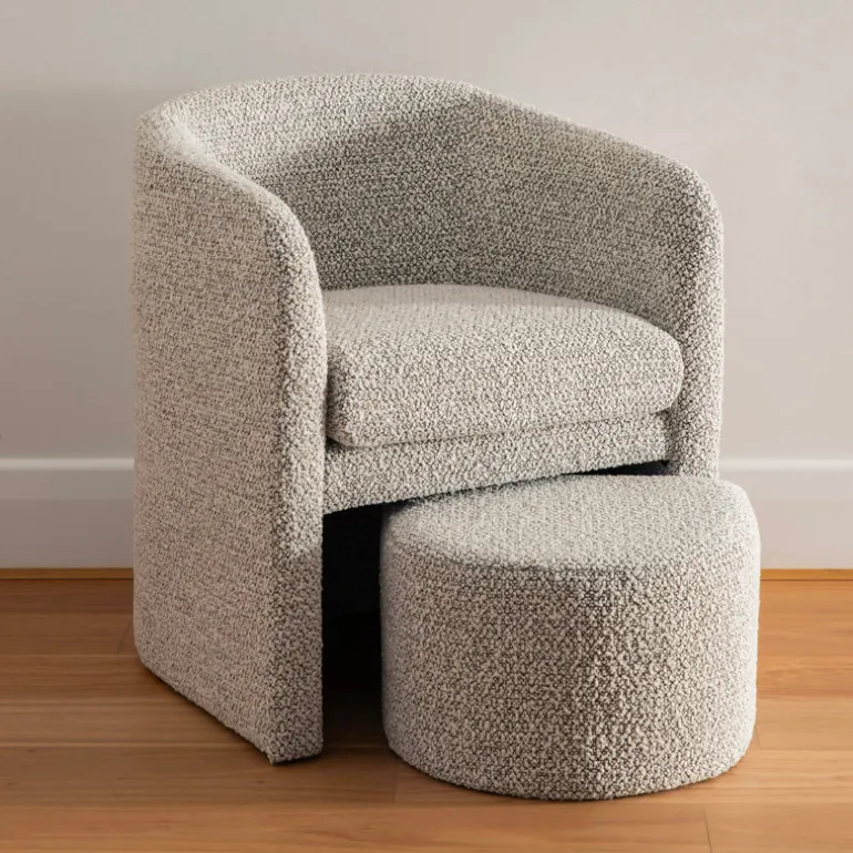 Chair & Stool Boucle White on Charcoal