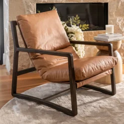 Chair Dark Ash Wood Leather