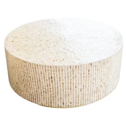 Coffee Table Capiz Inlay Pearl Stripe & Gold Base