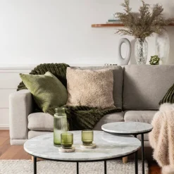 Coffee Table Marble/Metal White & Black