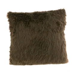 Cushion Faux Fur Chocolate with Velvet Back