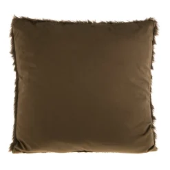 Cushion Faux Fur Chocolate with Velvet Back