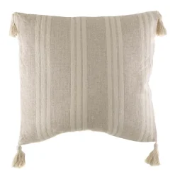 Cushion Jacquard Florals with Natural Tassels