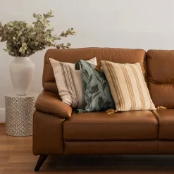Cushion Jacquard Florals with Green Tassels