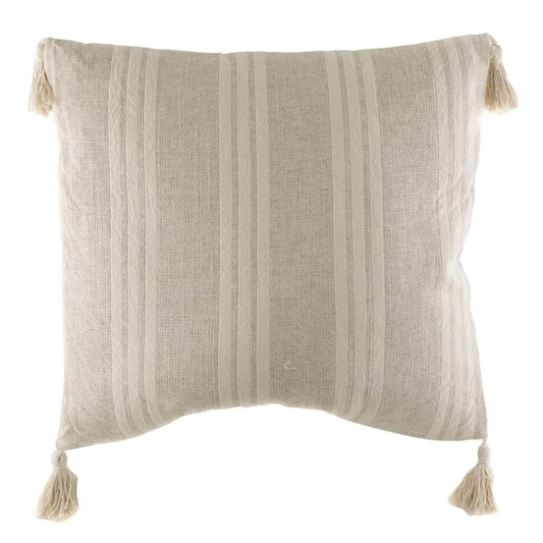 Cushion Jacquard Florals with Natural Tassels