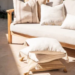 Cushion Jacquard Florals with Natural Tassels
