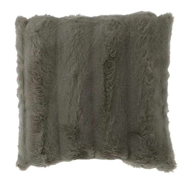 Cushion Subtle Rib Faux Rabbit Fur Dove Grey