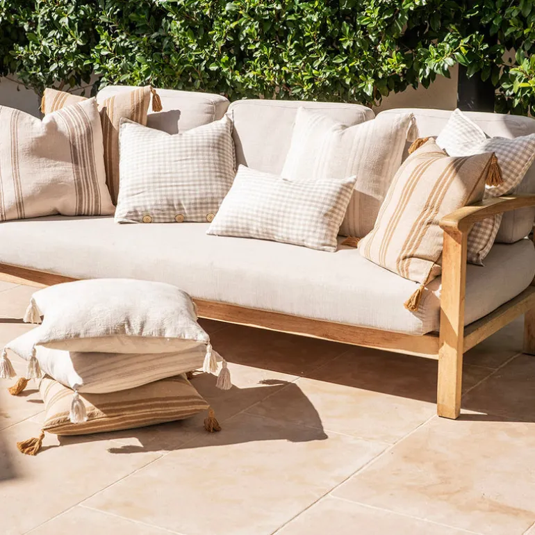 Cushion White/Beige Stripes