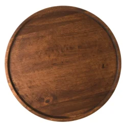 Dark Brown Round Acacia Wood Tray