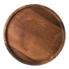 Dark Brown Round Acacia Wood Tray