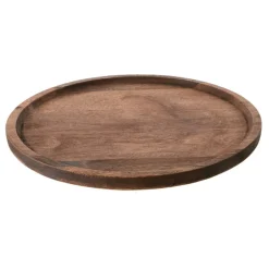Dark Brown Round Acacia Wood Tray