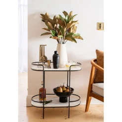 DRINKS TABLE Metal/Marble Black 65.5x63cm