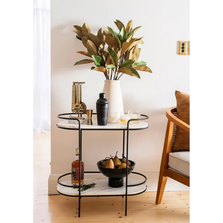 DRINKS TABLE Metal/Marble Black 65.5x63cm