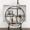 Drinks Trolley Iron Round Black