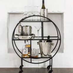 Drinks Trolley Iron Round Black