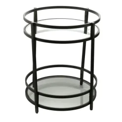 DRINKS TROLLEY Iron/Glass Matte Black 74.5x55cm