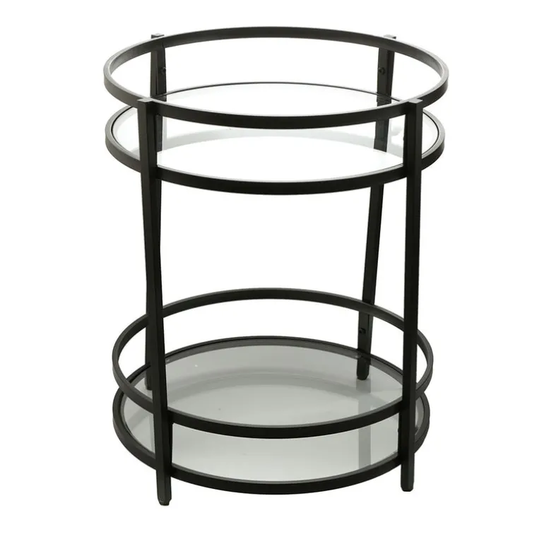 DRINKS TROLLEY Iron/Glass Matte Black 74.5x55cm