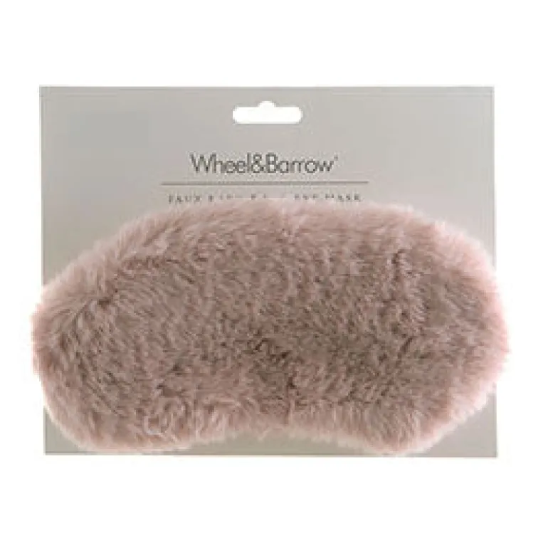 Dusty Rose Faux Rabbit Fur Eye Mask with Satin Back