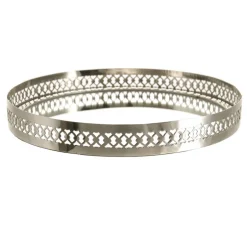 Filigree Tray Round Etched Nickel 30cm