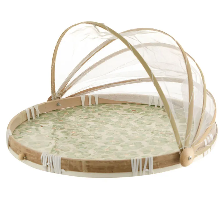 FOOD COVER Capiz Mint Flowers 43cm