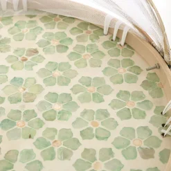 FOOD COVER Capiz Mint Flowers 43cm