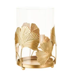 Ginkgo Gold Tealight Holder 17cm
