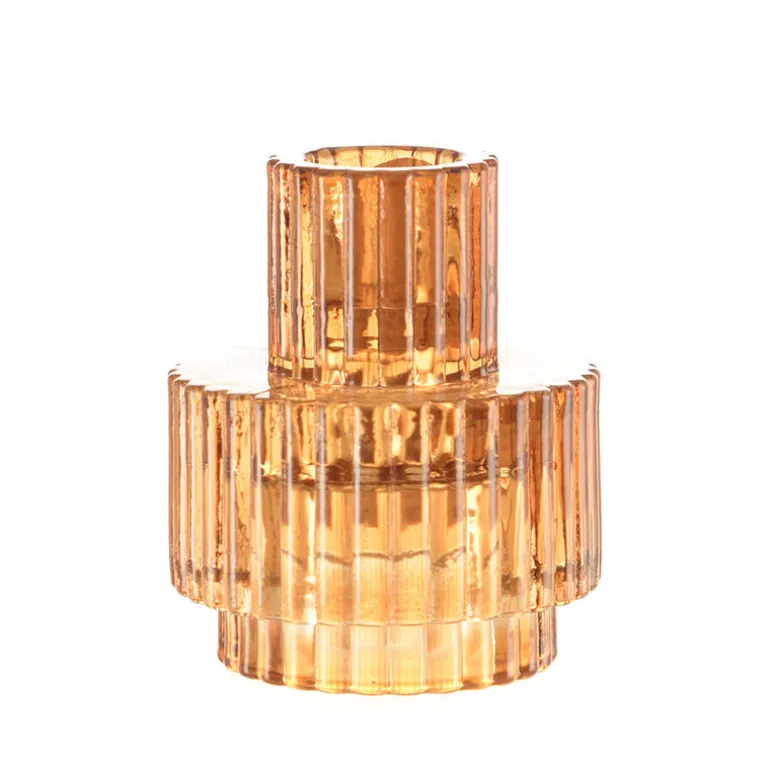 Glass Candle Holder Amber