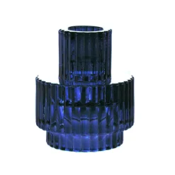 Glass Candle Holder Dark Blue