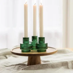 Glass Candle Holder Forest Green