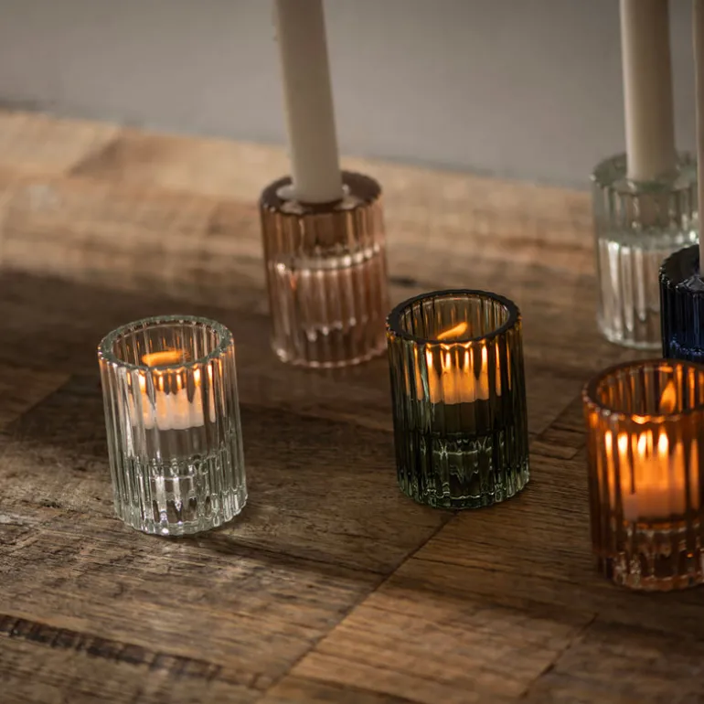 Glass Candle Holder Forest Green