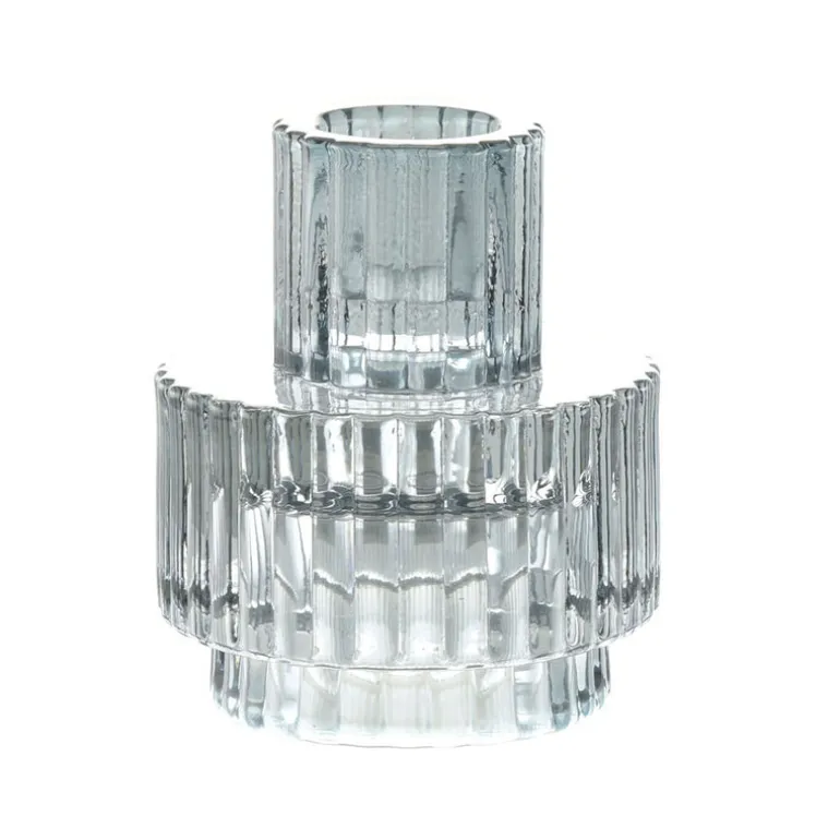 Glass Candle Holder Pale Blue