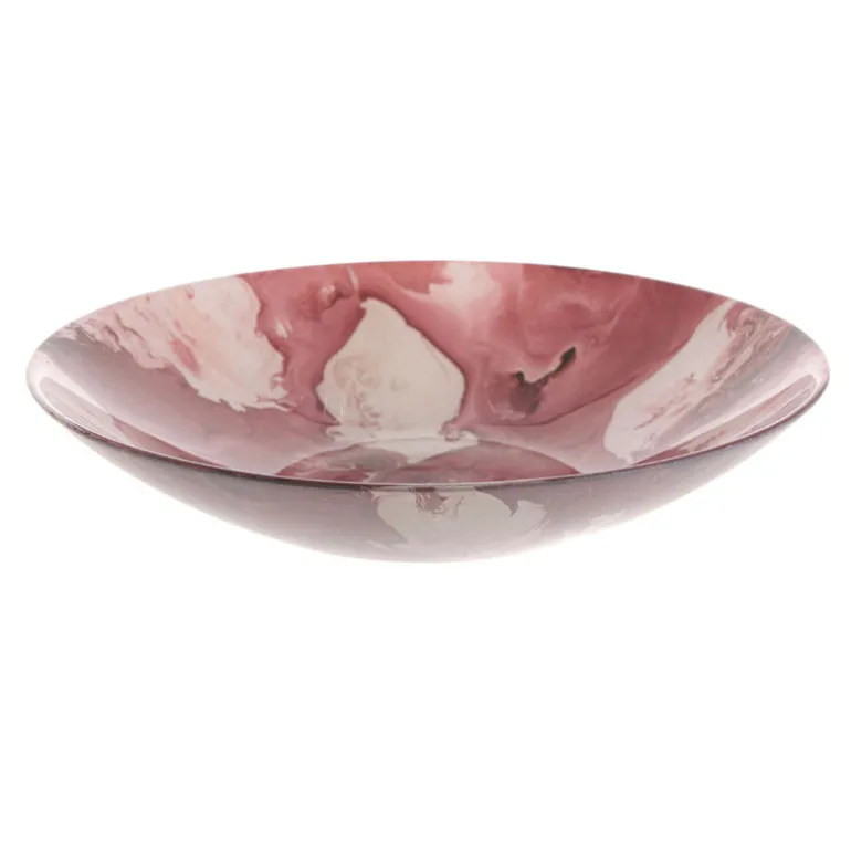 Glass Splash Bowl Wine & Pink 40cm