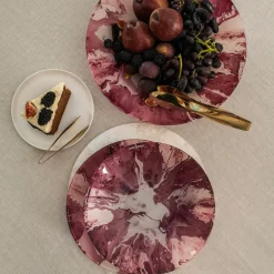 Glass Splash Bowl Wine & Pink 30cm
