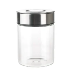 Glass Storage Jar with Stainless Steel Press Lid Small