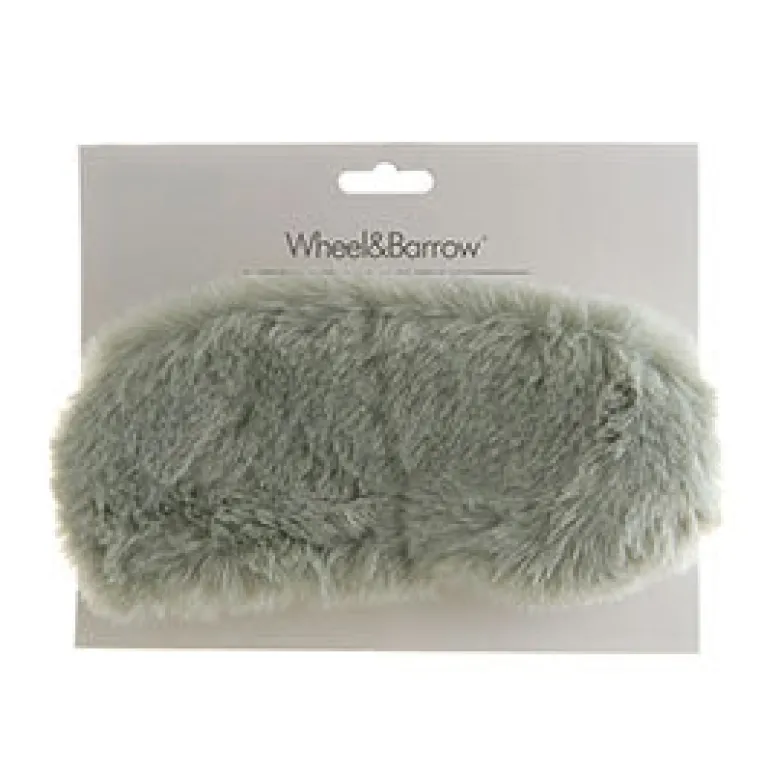 Green Haze Faux Rabbit Fur Eye Mask with Satin Back